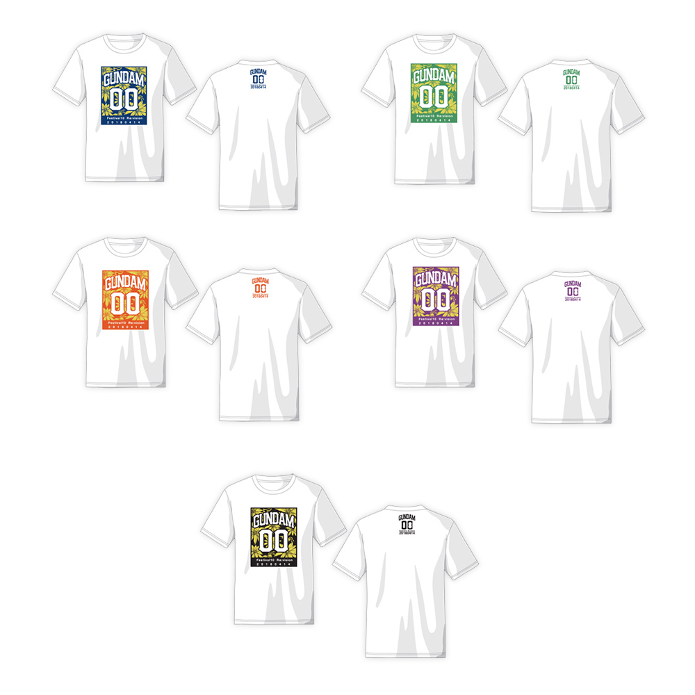 ガンダム00 Festival 10 "Re:vision" フラワーTシャツ（青・緑・オレンジ・紫・黒）